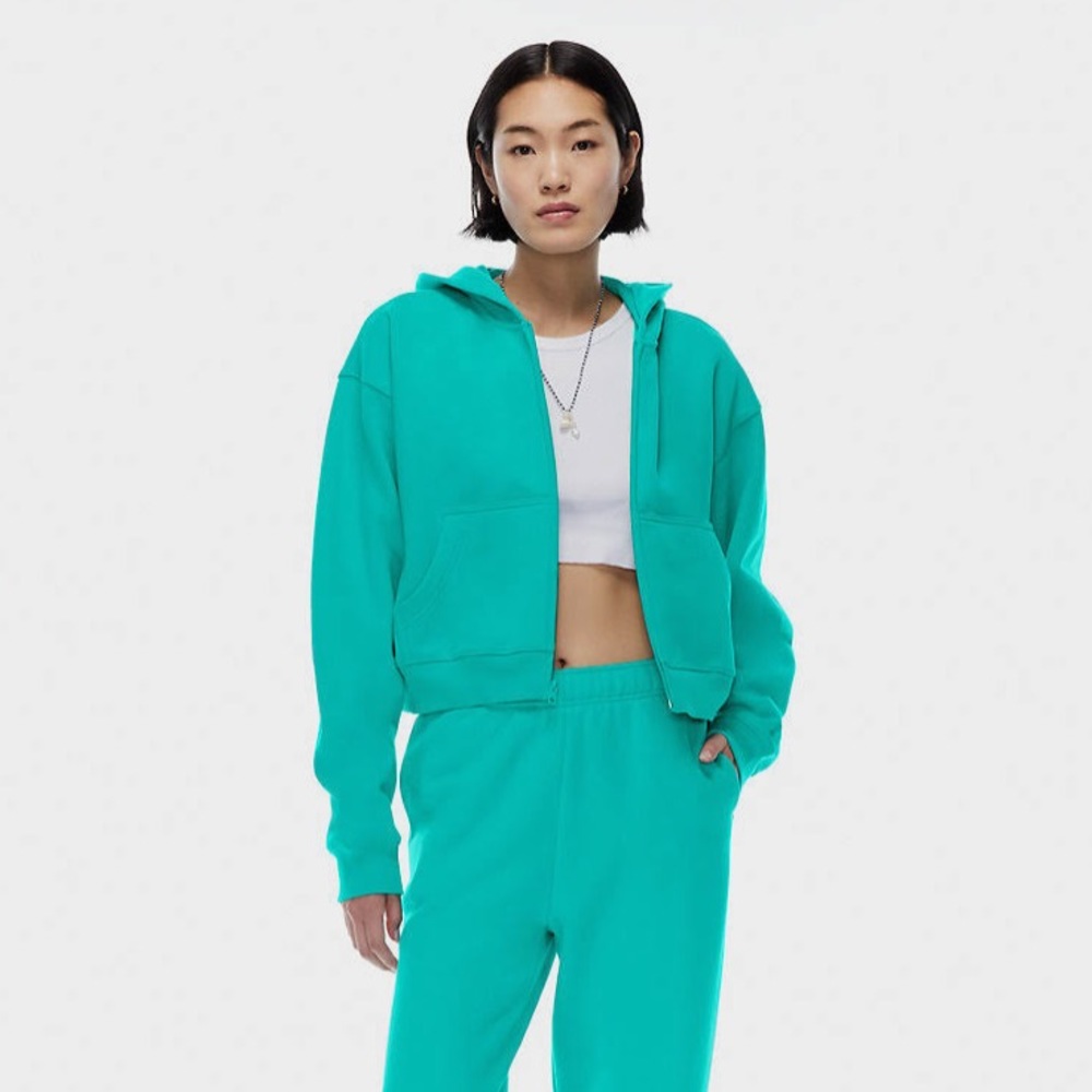 Tna Women's Cozy Fleece Boyfriend Boxy Zip Hoodie in Teal